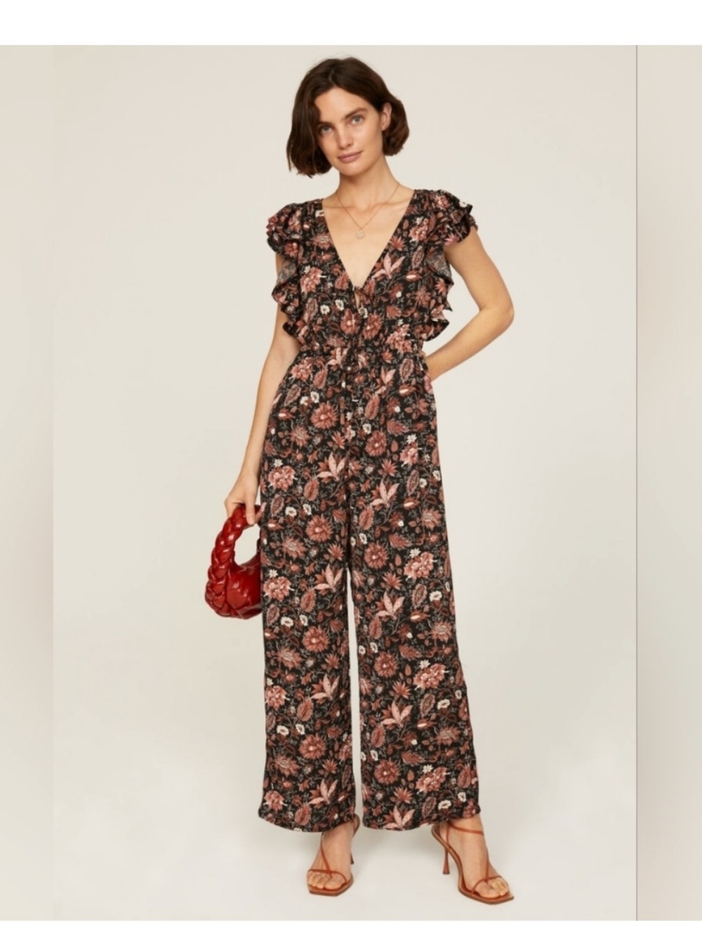 NWT Madewell Deep-V Ruffled Jumpsuit in Pampas Blooms Fall Floral size Small